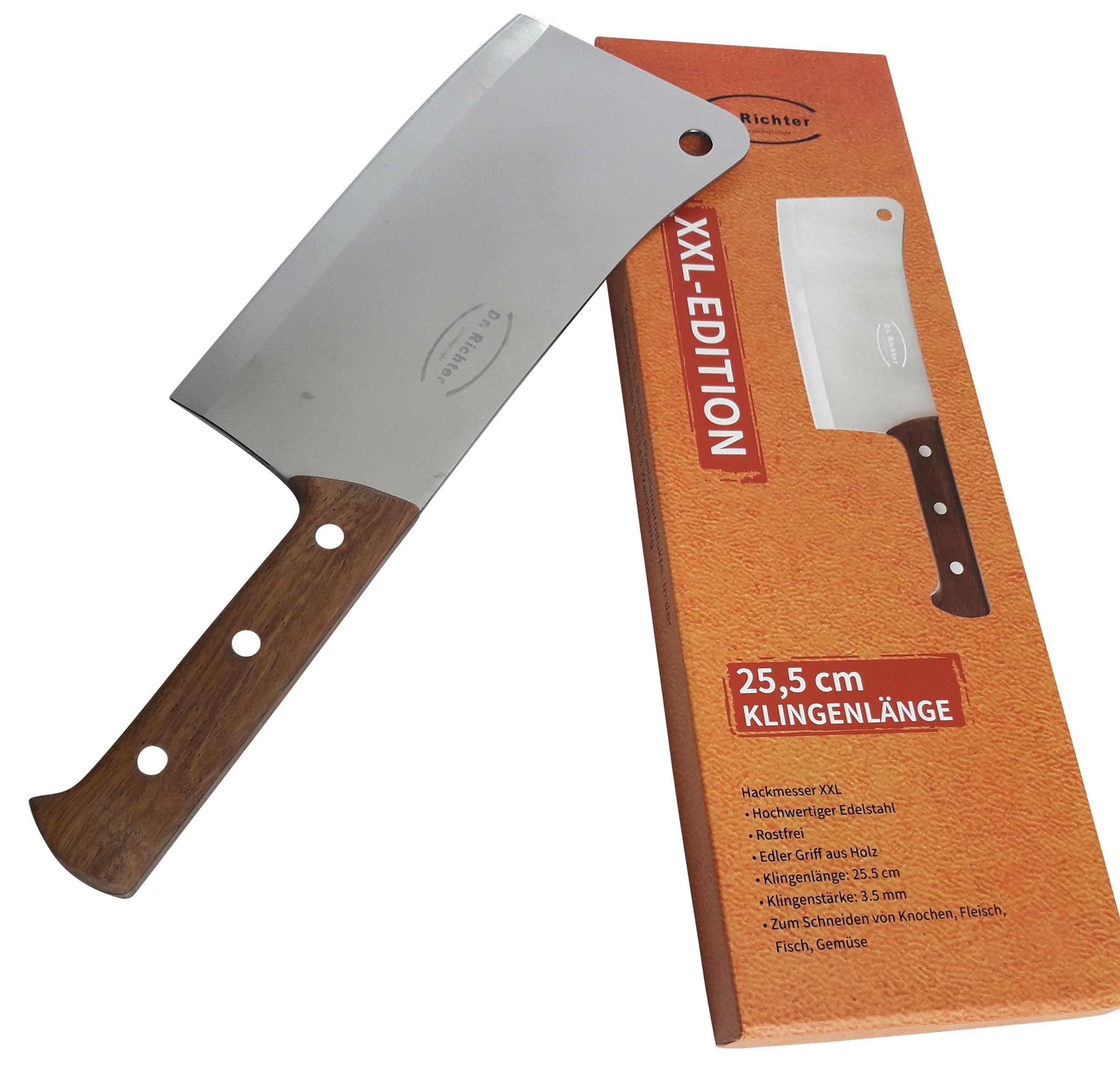 edizione Giant - Mannaia XXL (lunghezza lama: 25,5 cm, lunghezza totale: 41 cm, peso oltre 1 kg, in acciaio inossidabile), da cucina