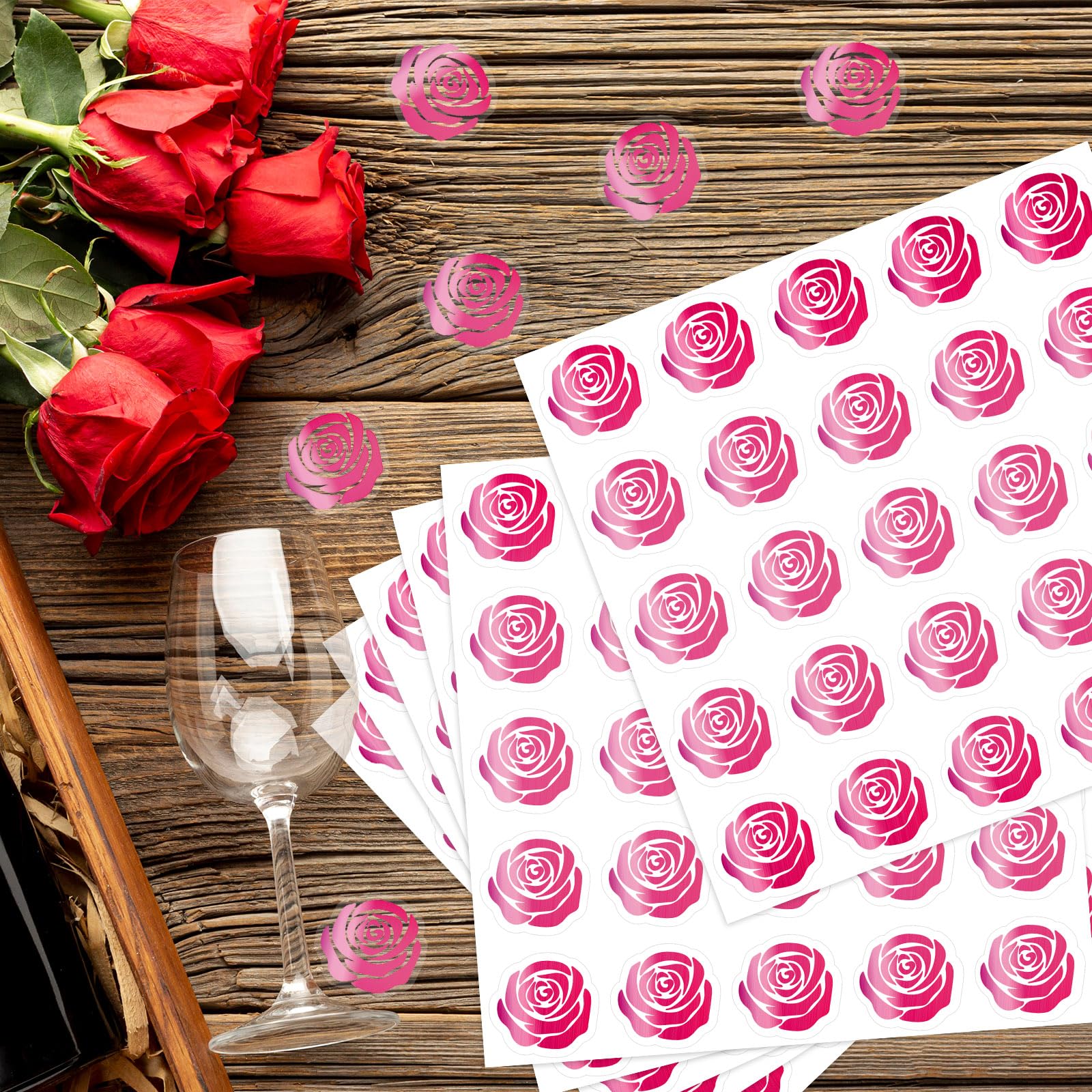 Amazon.com: Whaline 500Pcs Rose Flower Stickers Pink Foil Flower