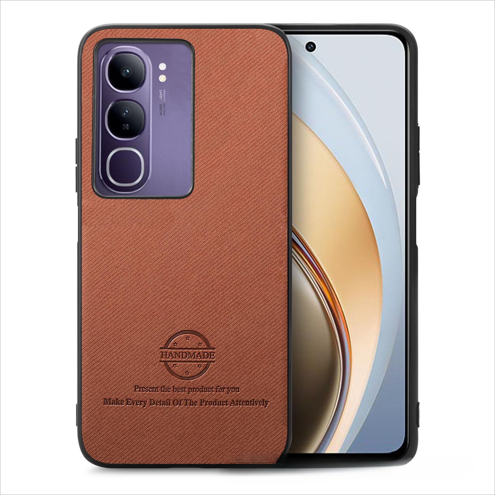 Case Compatible with Vivo V40 Lite (IDN) 4G/5G, Simple Fabric Phone Case, Shockproof Skin-friendly Protective Cover for Vivo V40 Lite (Brown)