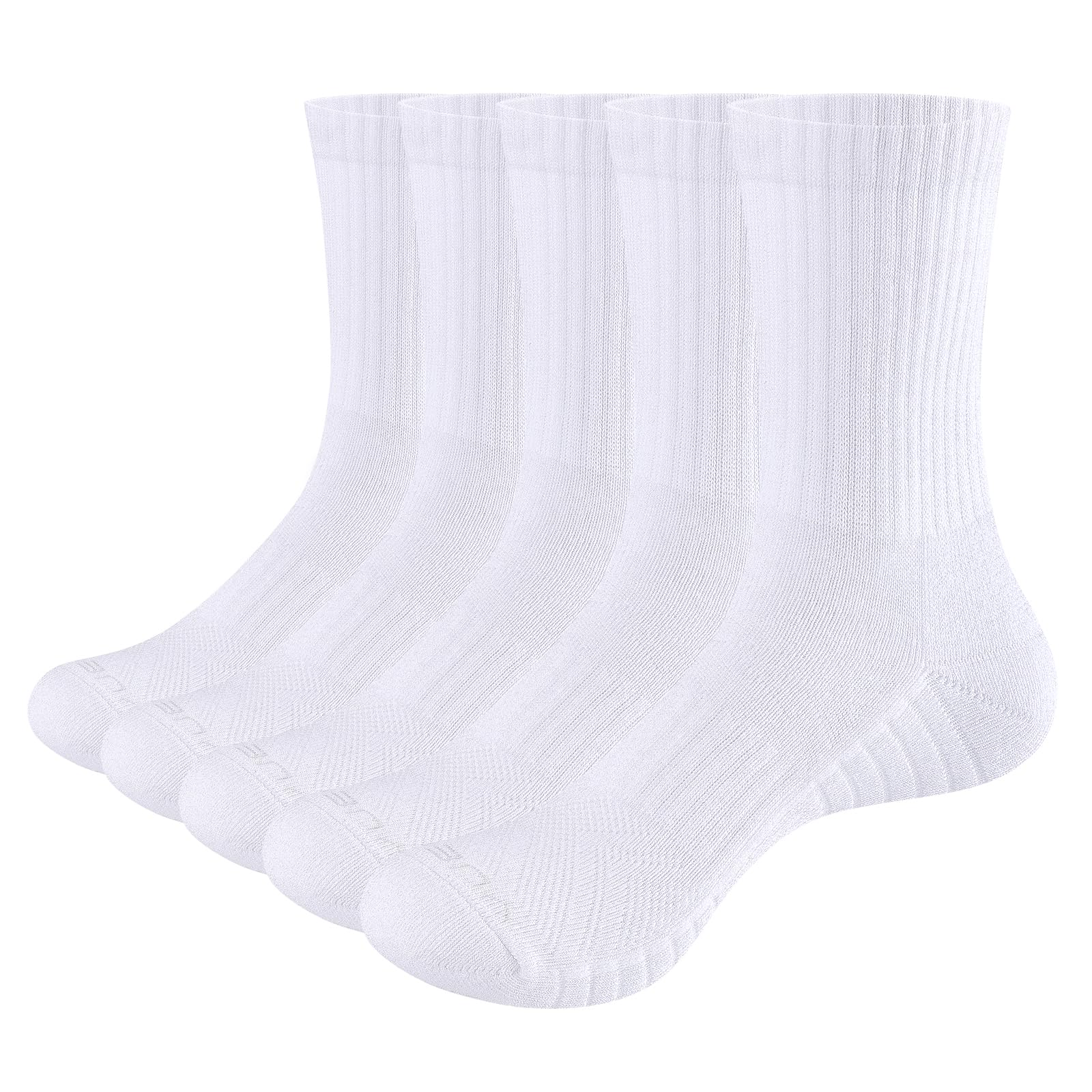 YUEDGE Mens Socks Moisture Wicking Cushioned Crew Socks Performance Gym Tennis Training Athletic Socks for Men