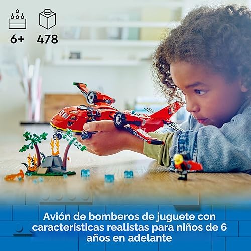 Miniatura 2 de LEGO City Avión de Rescate de Bomberos - Juego de Bloques de Construcción para Niños y Niñas, Edades 6+ - Juego de Simulación para Juego de Roles