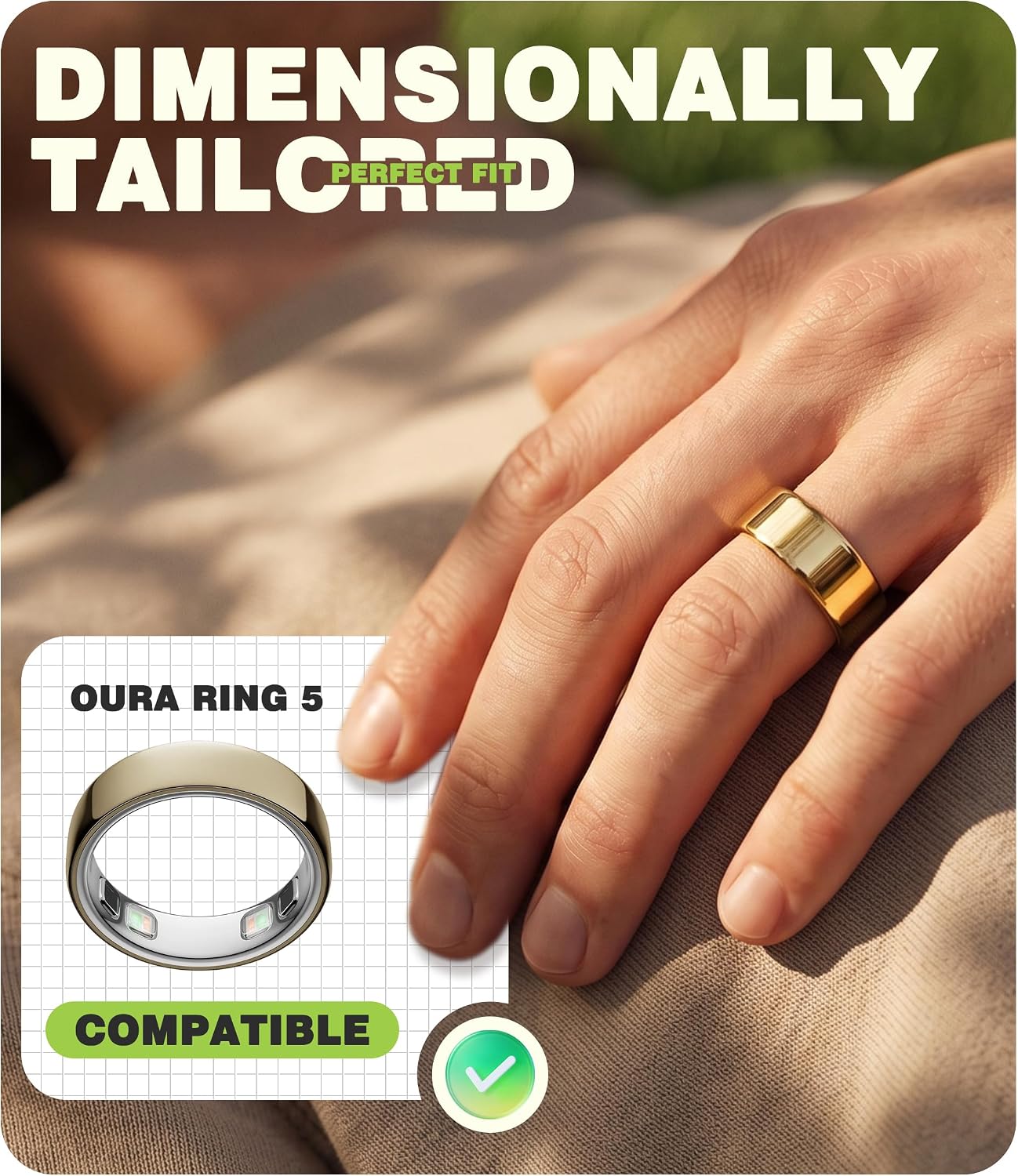 4 Pack Cover for Oura Ring 5 ONLY (Gold, Size 8)
