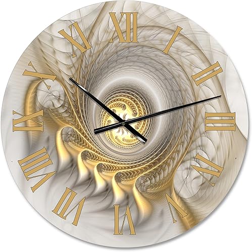 Miniatura 2 de DesignQ Reloj de pared moderno 'Fractal brillante con curvas recursivas' Reloj de pared grande para decoración de cocina