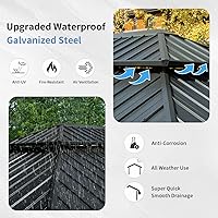 Vista 3 de Domi Gazebos de techo rígido de 12 x 14 pies, cenador de metal de aluminio con toldo de doble techo de acero galvanizado, cortina y red, pabellón