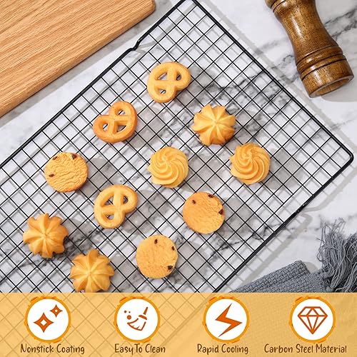 Miniatura 6 de Harloon 6 rejillas de enfriamiento para cocinar y hornear, juego de alambre de rejilla seguro para horno, resistente acero al carbono,