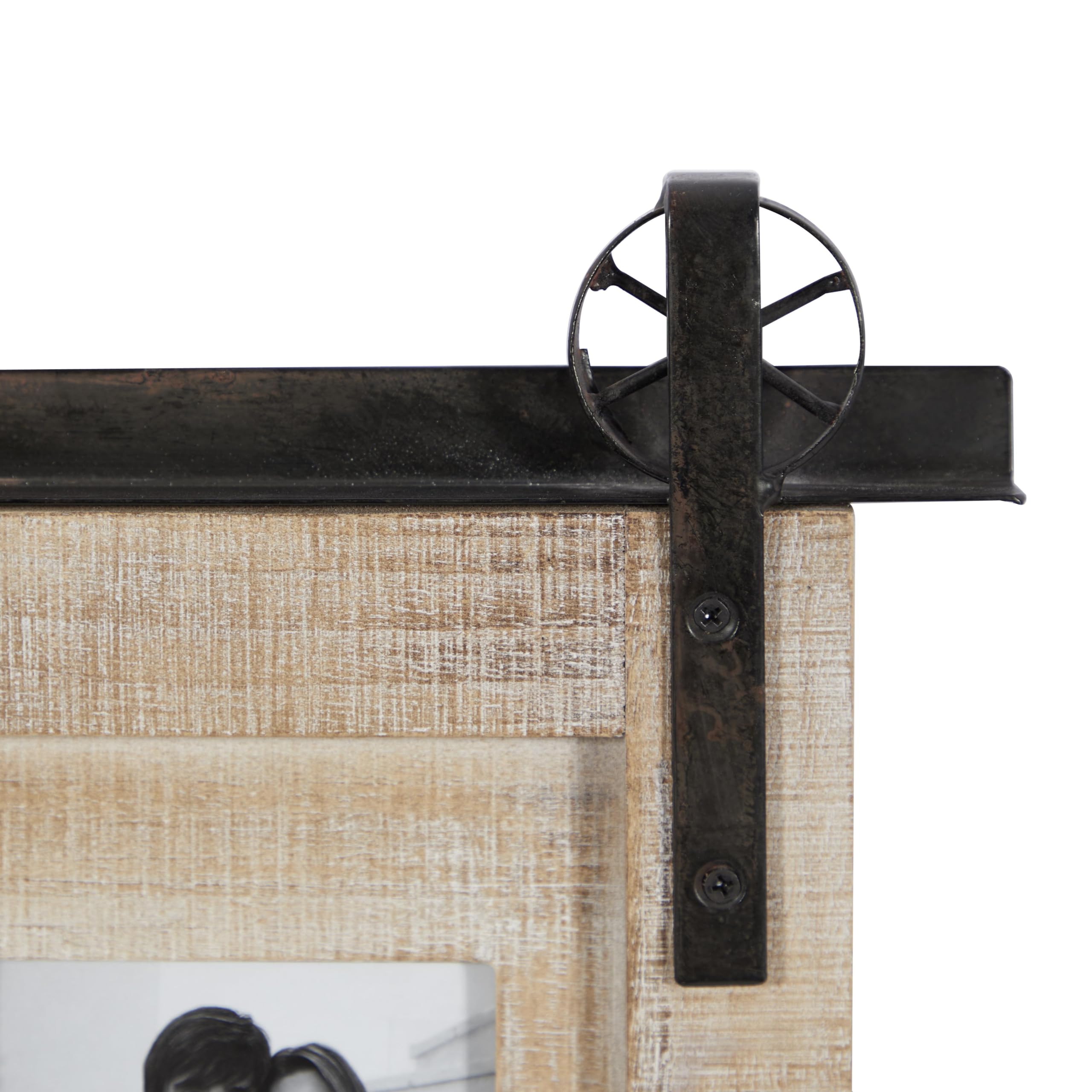 Deco 79 Wooden 4-Slot Wall Photo Frame - 18" X 18", Farmhouse Style With Metal Accent, Brown