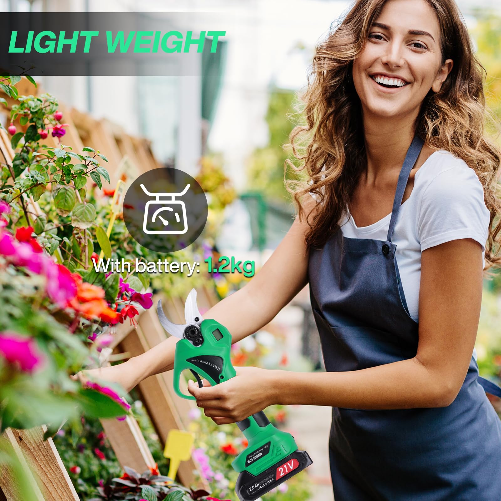 Tijeras de Podar Eléctricas: Tijeras de Podar Bateria con apertura ajustable de 45mm a 30mm, 2 baterías de 2000mAh, SK7 de Alta, Tijeras de podar bateria para Olivos Viñedos Jardines