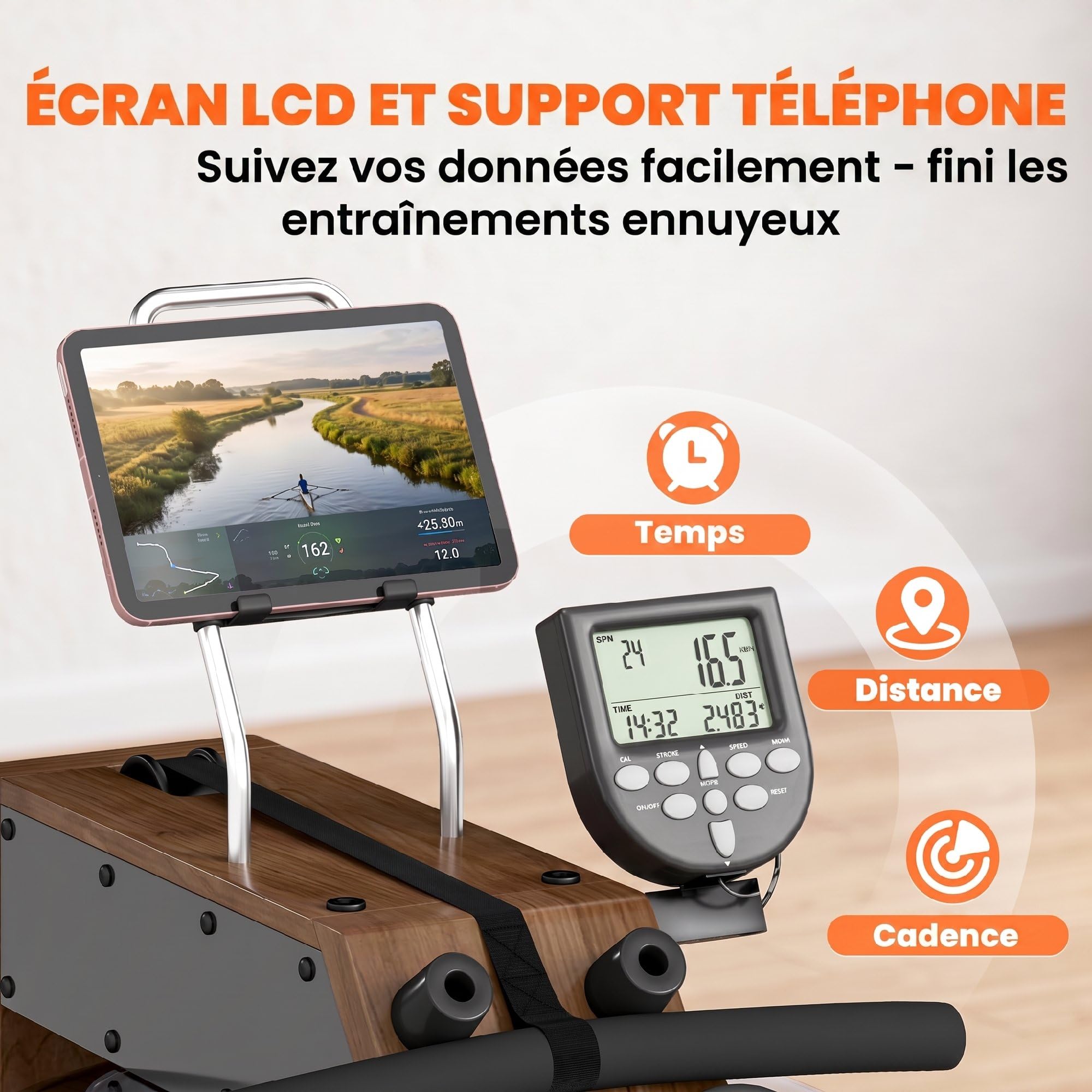 SPORTNOW Vogatore ad acqua pieghevole Bluetooth App 158kg