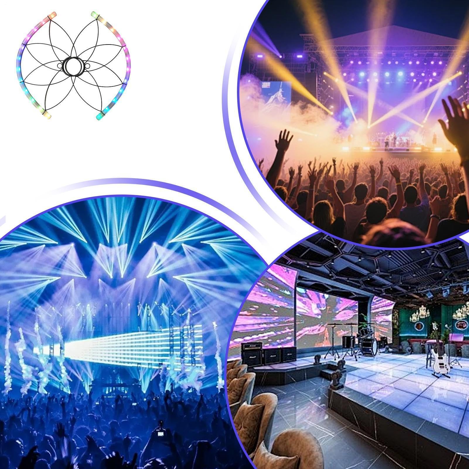 Générique Ventaglio Luminoso Accessorio Flow a LED | Ventaglio per feste per spettacoli, scene, notti, carnevali, bar, club, matrimoni, festival musicali,