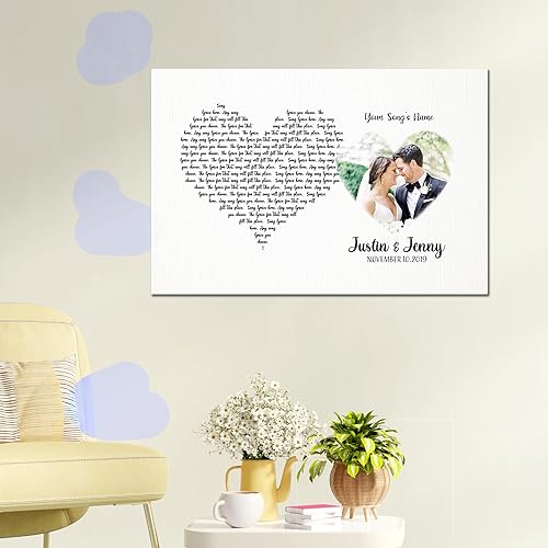 Vista 9 de Cartel de letras de canción de regalo personalizado para esposo, letras personalizadas y foto de pareja Wallart Letras de canciones de Wallart, arte