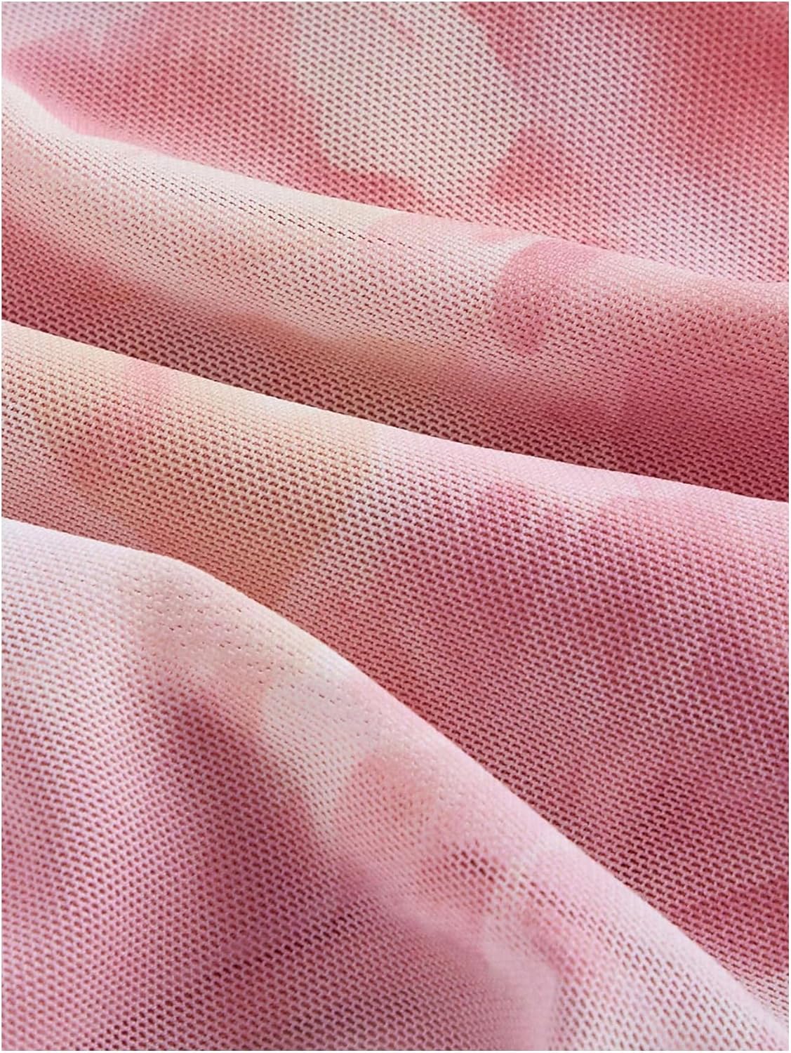 GORGLITTER Women's Floral Flowy Babydoll Tube Top Bow Tie Front Strapless Cute Mesh Ruffle Going Out Bandeau Tops - Image 4