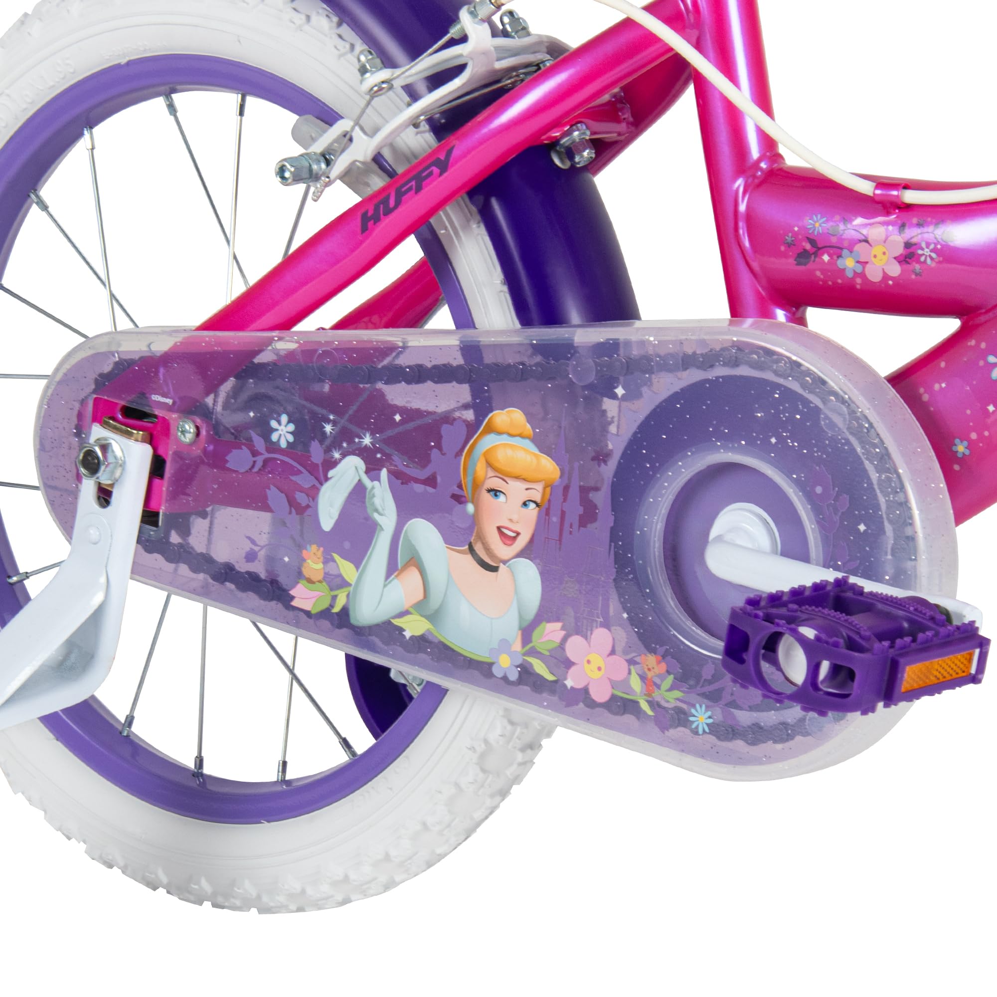 Huffy Disney Princess Bike Bicicleta infantil de 12 pulgadas, 14 pulgadas, 16 pulgadas, edad de 3 a 9 años, frenos de doble deslizamiento, ruedas estabilizadoras extraíbles, asiento ajustable, color