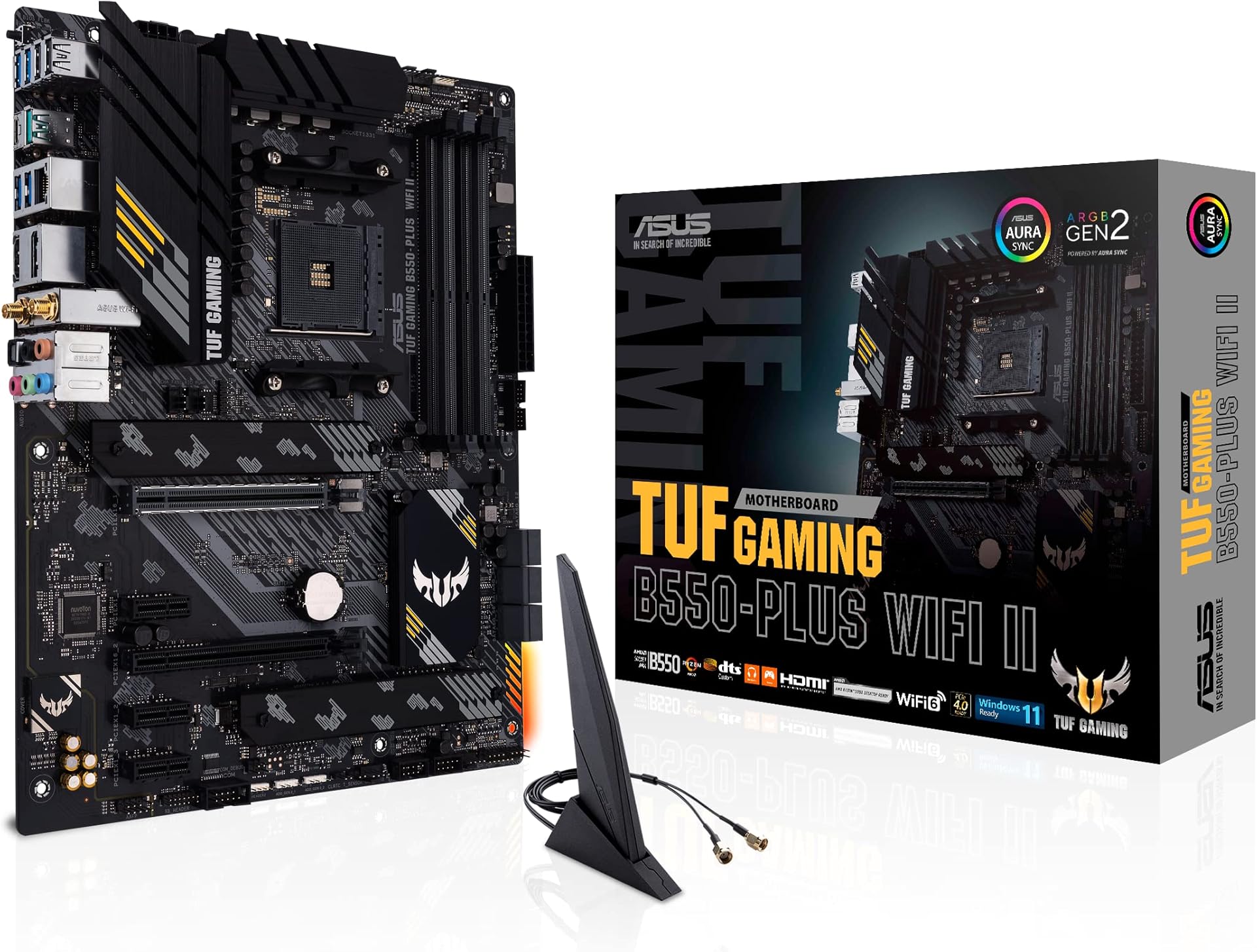 ASUS TUF GAMING B550-PLUS (WI-Fi) AMD B550 AM4 ATX 4 DDR4 HDMI DP XFire AX Wi-Fi 2.5GB LAN RGB Lighting M