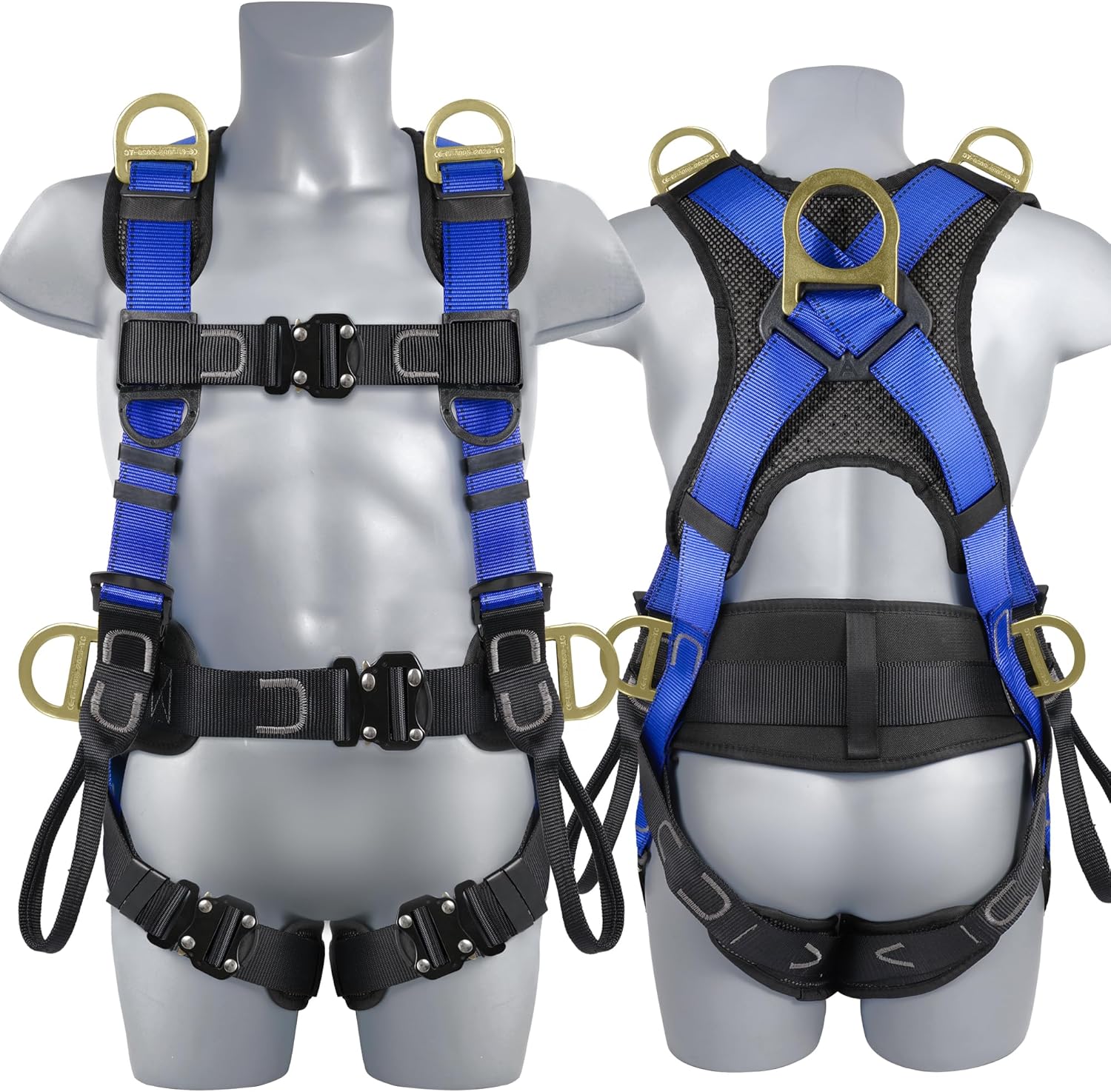 Safety Harness Fall Protection Upgrade 4 Quick Buckles Construction Full Body Harness with 6 Adjustment D-ring