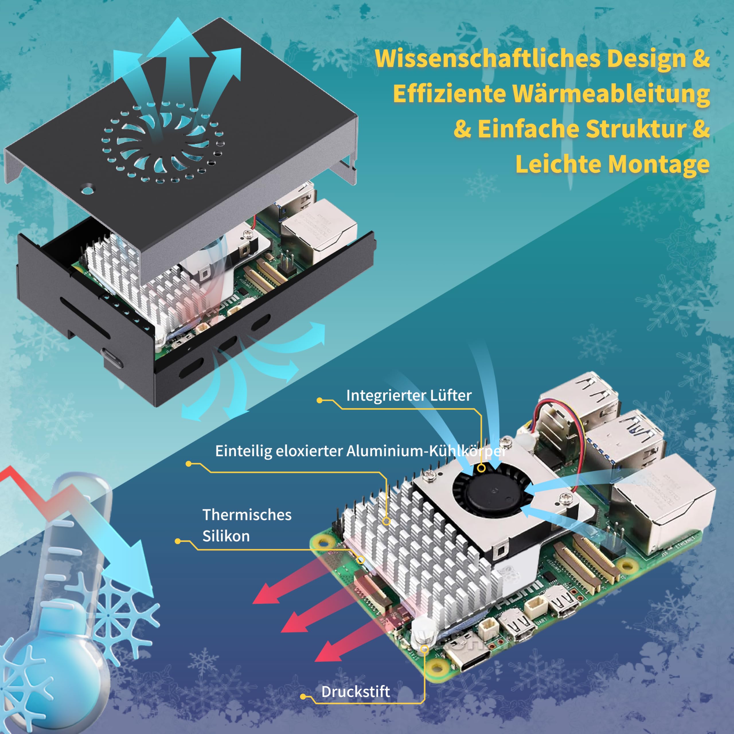 iRasptek Starter Kit for Raspberry Pi 5 16GB - 128GB Edition von OS-Bookworm vorinstalliert (Aluminium Gehäuse) - 5