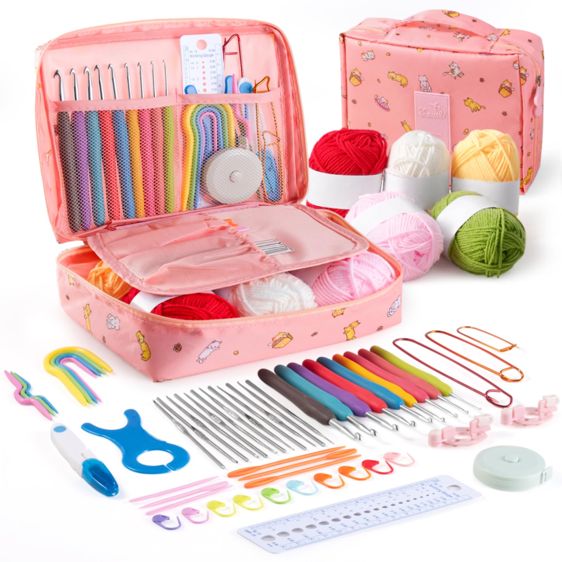 Mustry 59 Pcs Crochet Kit for Beginners Adults Kids, Knitting