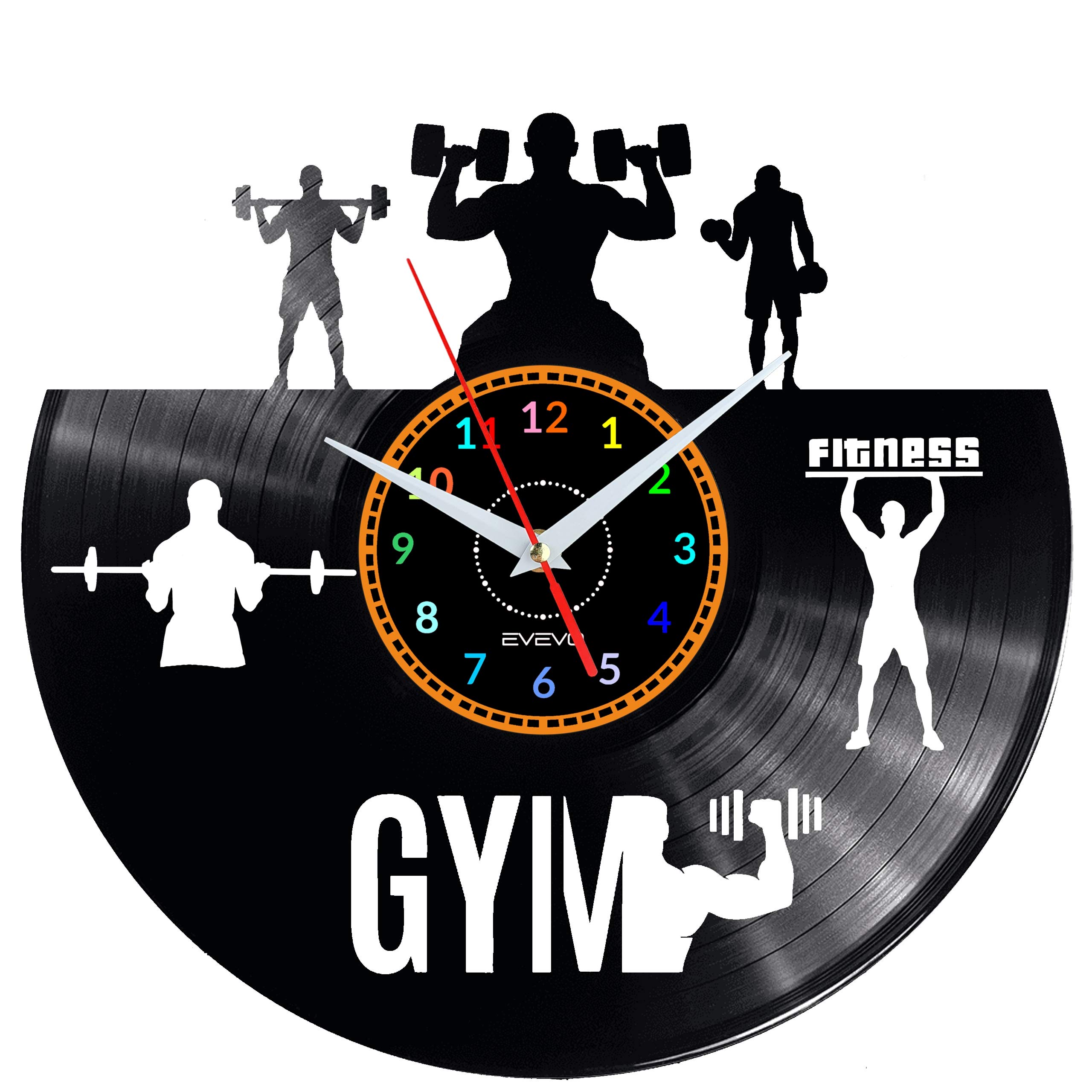 Horloge murale vinyle gym au design moderne pour decoration de fitness
