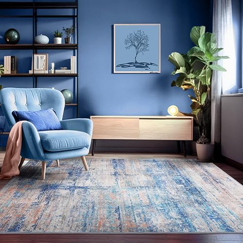 Miniatura 49 de Alfombra abstracta 5 x 7 para sala de estar, comedor, oficina, dormitorio, verde salvia Abstracto Verde Salvia,Abstracto Verde Rojo,Camelia azul