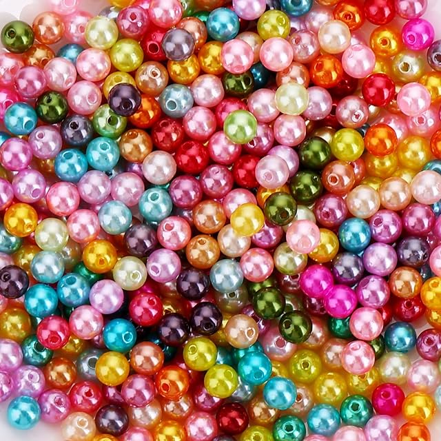 500 Pcs Pearl Beads 8 mm Acrylic Round Beads Colorful Beads Multicolor Loose Spacer Beads for Bracelet Necklace Jewelry Making DIY Crafts Supplies