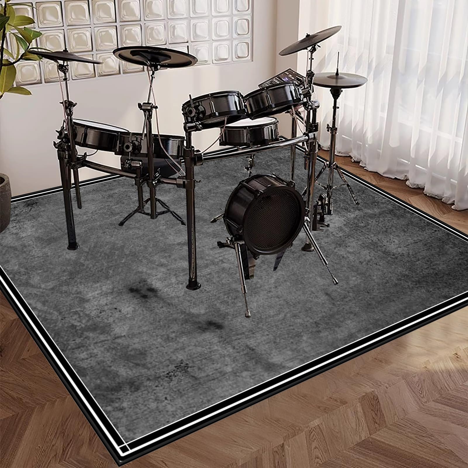 Tappeto A Tamburo Tappeto Batteria Elettronica Tappeti Batteria Acustica Antiscivolo Insonorizzante per Grancassa Rullante E Altri Componenti del Set di Tappetini Tappetino Insonorizzato 210 x 180 cm