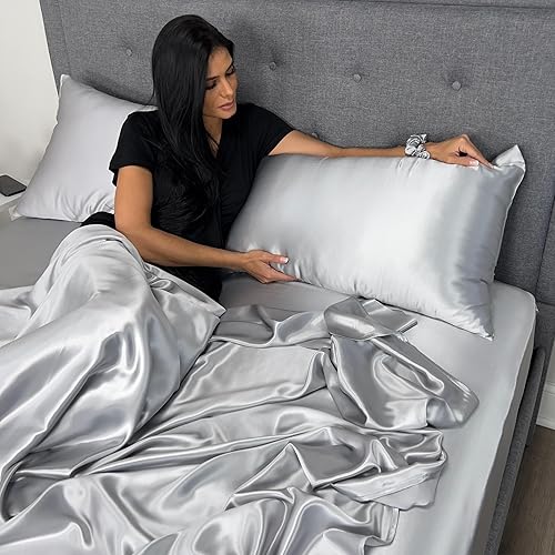 Miniatura 7 de Mulberry Park - Funda de almohada 100% seda, 22 momme, seda de morera de grado 6A, cierre de sobre profundo, plataestándar (20 x 26 pulgadas)