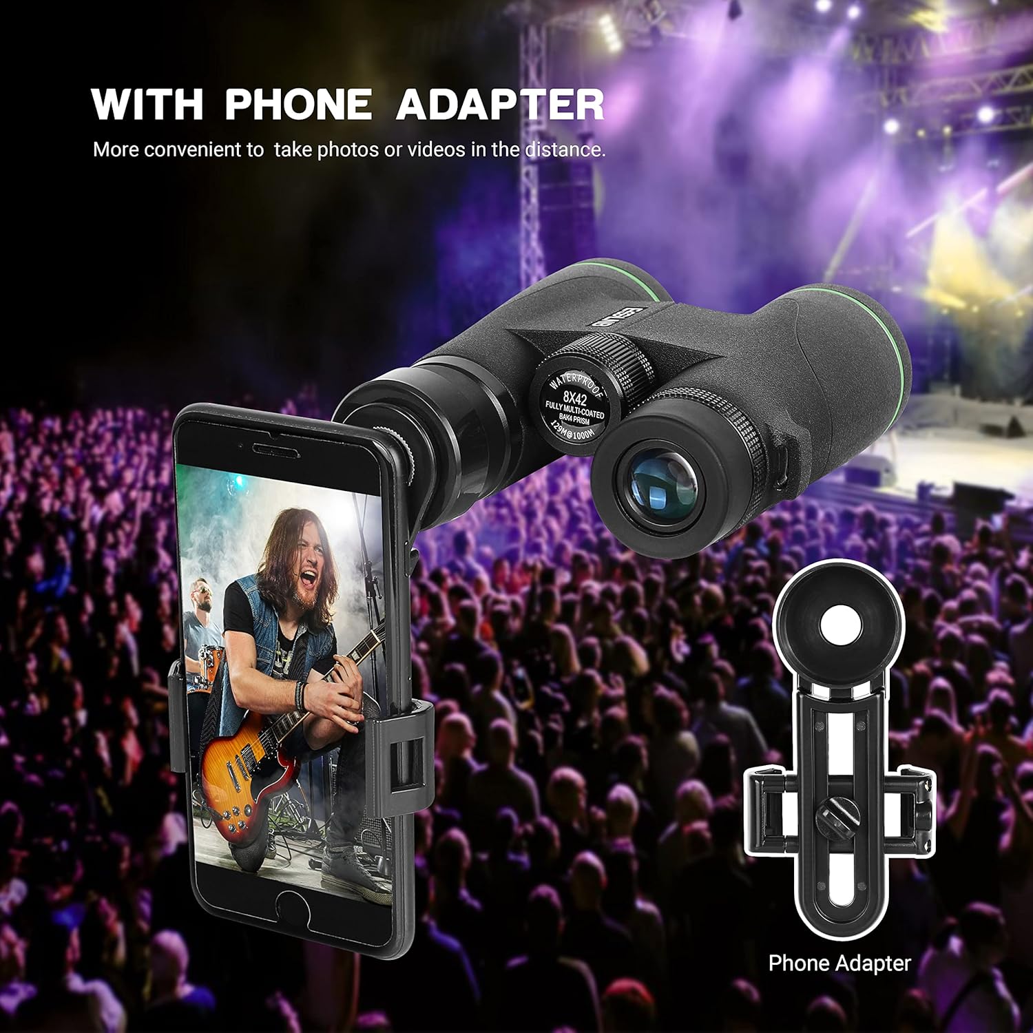 ESSLNB Binoculars with phone adapter attached