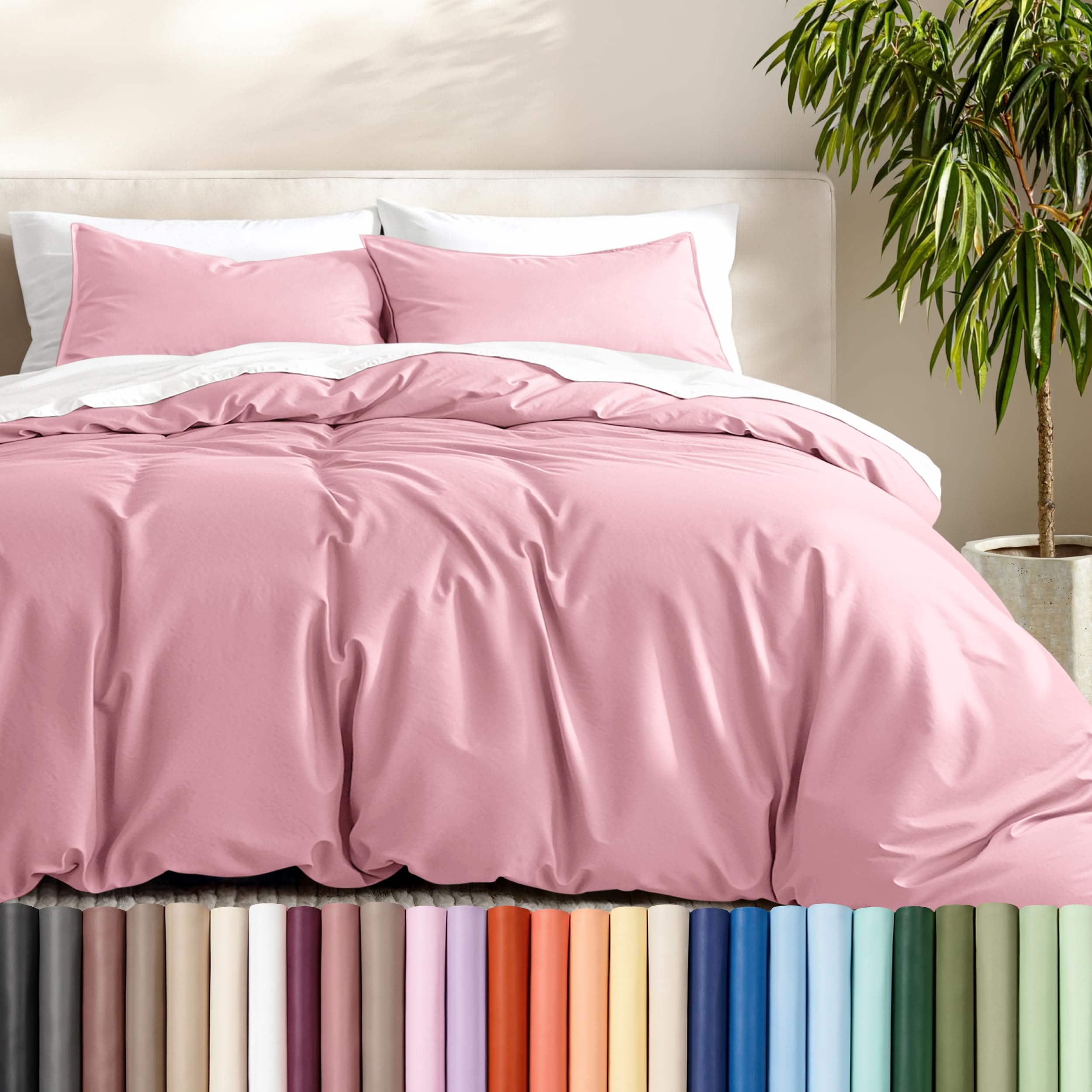 Bare Home Duvet Cover Set 1800 Ultra-Soft (California King, Light Pink)