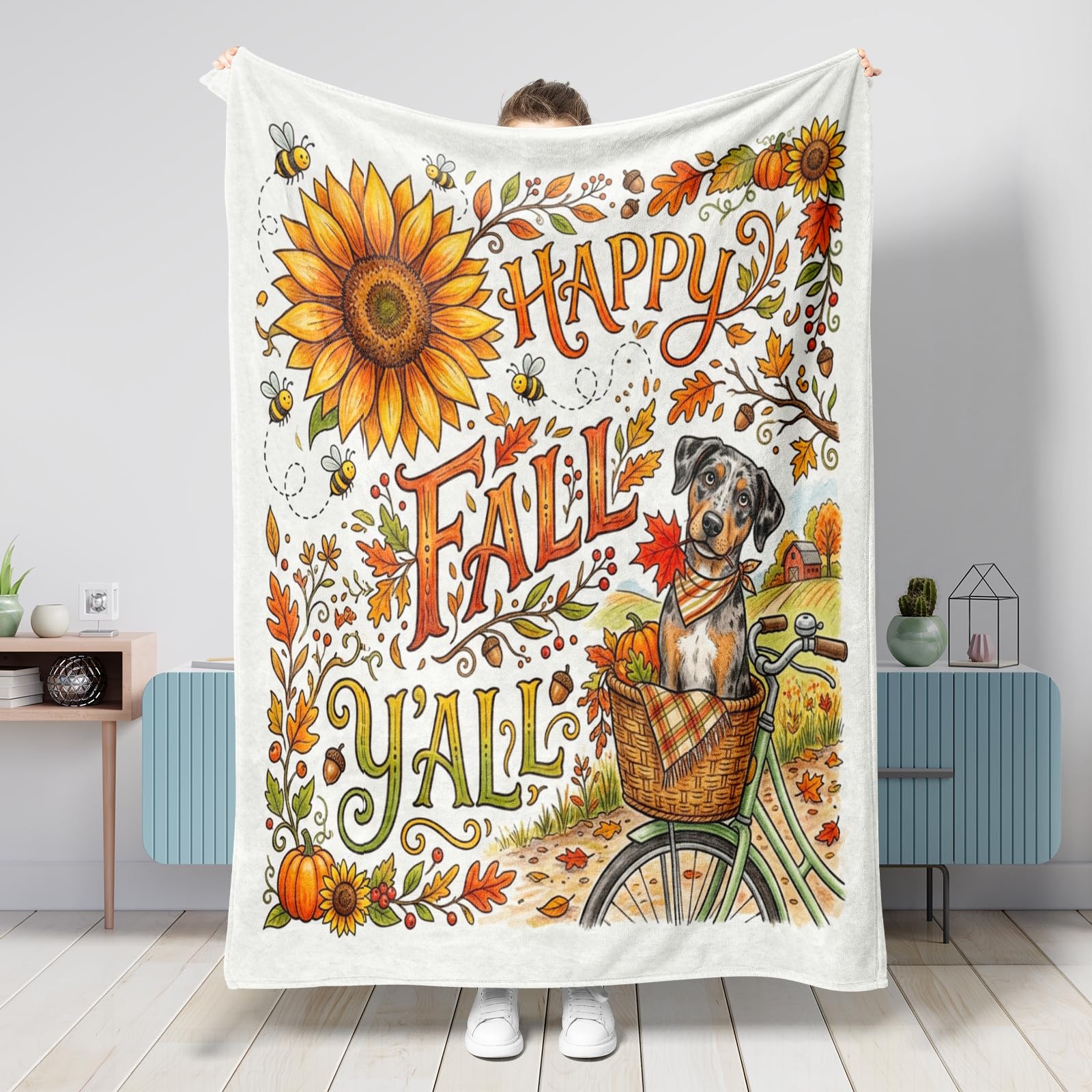 Couverture d'automne grand lit plaid pelucheux catahoulas motif tournesol canapé voyage