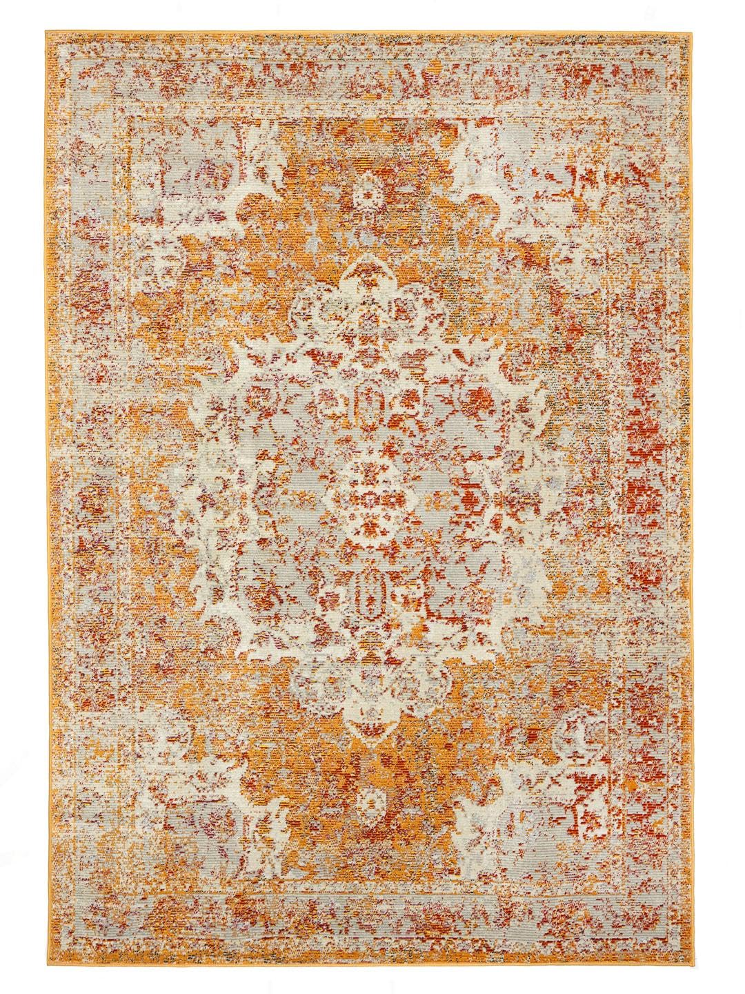 RugVista Nadia, Tapis, Vintage, 160 x 230 cm, Rectangulaire, Poil Moyen, Salle de séjour, à Manger, Chambre, Cuisine, Nettoyage Sec Seulement, Oeko_tex_100, Orange
