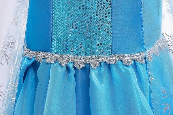 Lito Angels Robe de princesse avec traîne - Cape pour enfant fille - Costume à manches longues - Bleu - 5