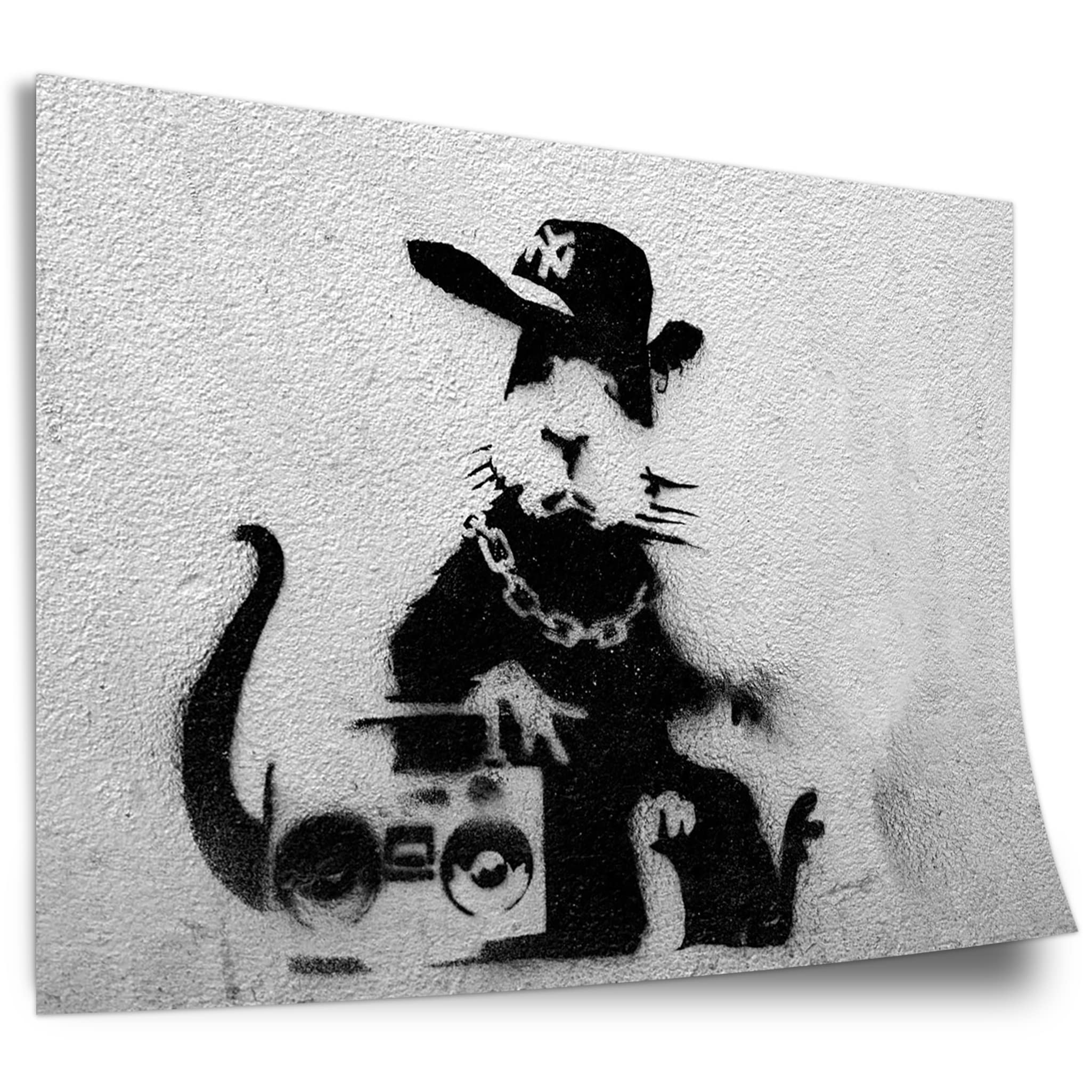 Printistico Rat With Boombox Cotton Poster Banksy: Rat With Ghetto Blaster Rat Graffiti Art Street Art, Unframed Art Print, Mural - A4, A3, A2, A1, A0, Xxl