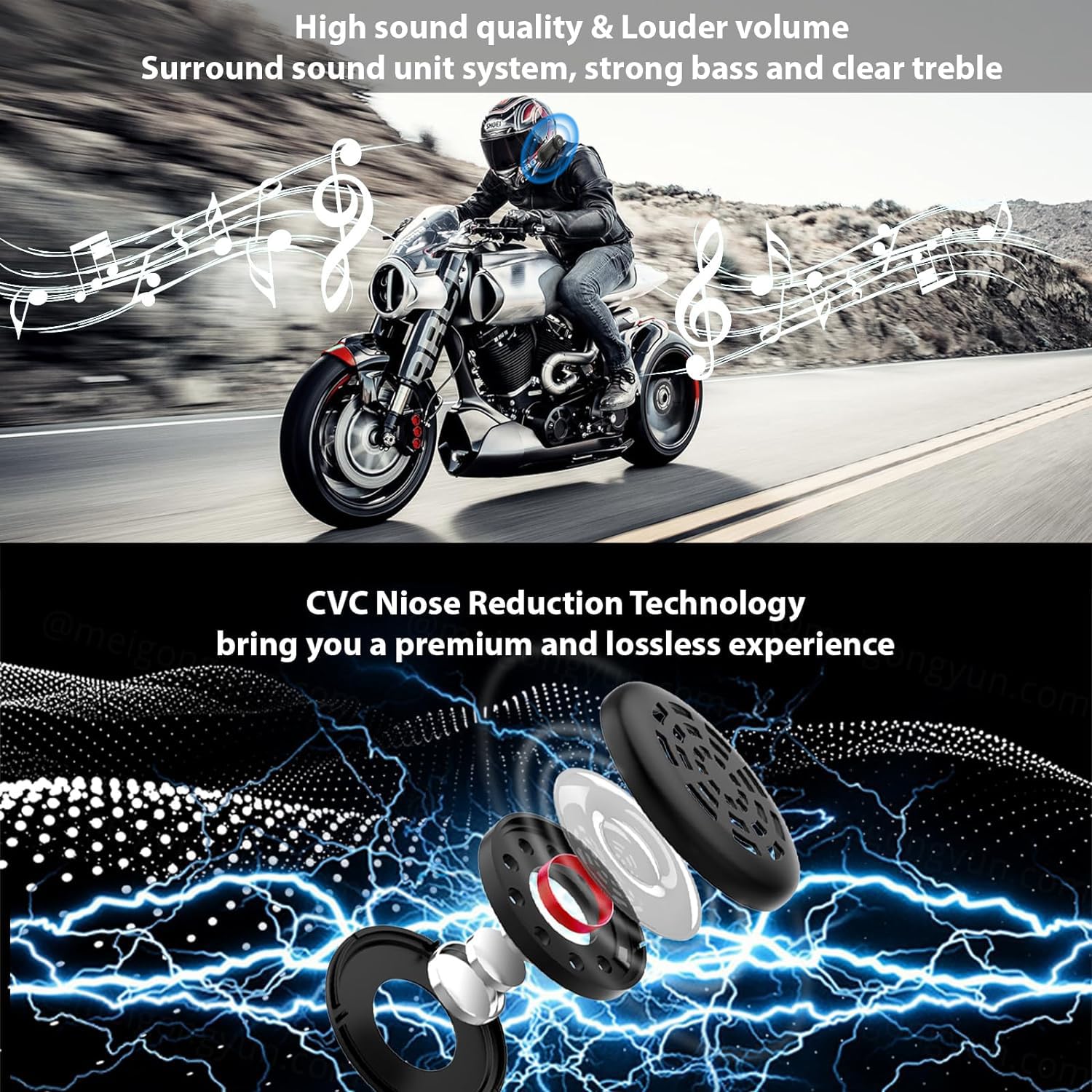 QSPORTPEAK MX1 Motorcycle Helmet Bluetooth Intercom Headset Communication Systems Kit, 800M 2 Riders, Noise Cancellation - Image 4
