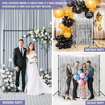 Backdrop Stand Kit - 6 Widths, 10x10ft Adjustable Background Stand for Parties & Studio Photography