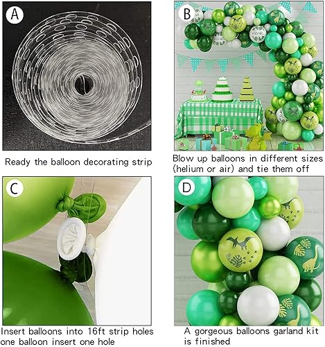 Vista 4 de Arco de globos de dinosaurio, 100 decoraciones de fiesta de dinosaurios, suministros de fiesta de cumpleaños de dinosaurios para fiestas infantiles