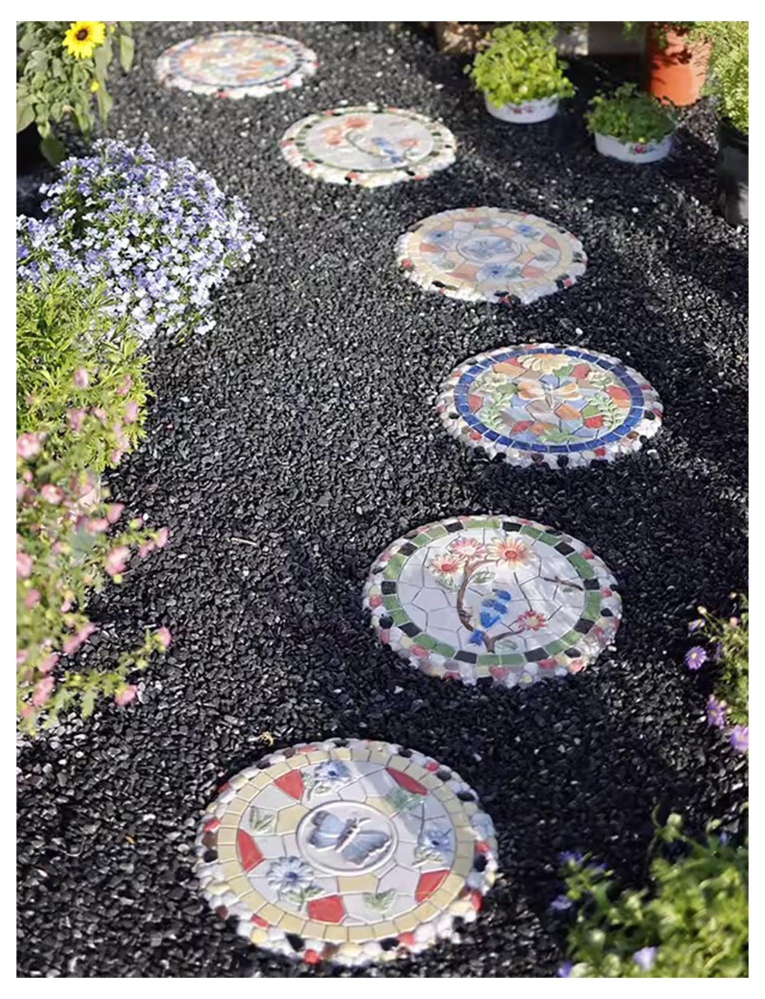 6 pcs Pas Japonais Trottoirs Extérieurs Dalles de Pas Japonais Antidérapantes pour allées, pelouses et Bords de Piscine(3 pcs)