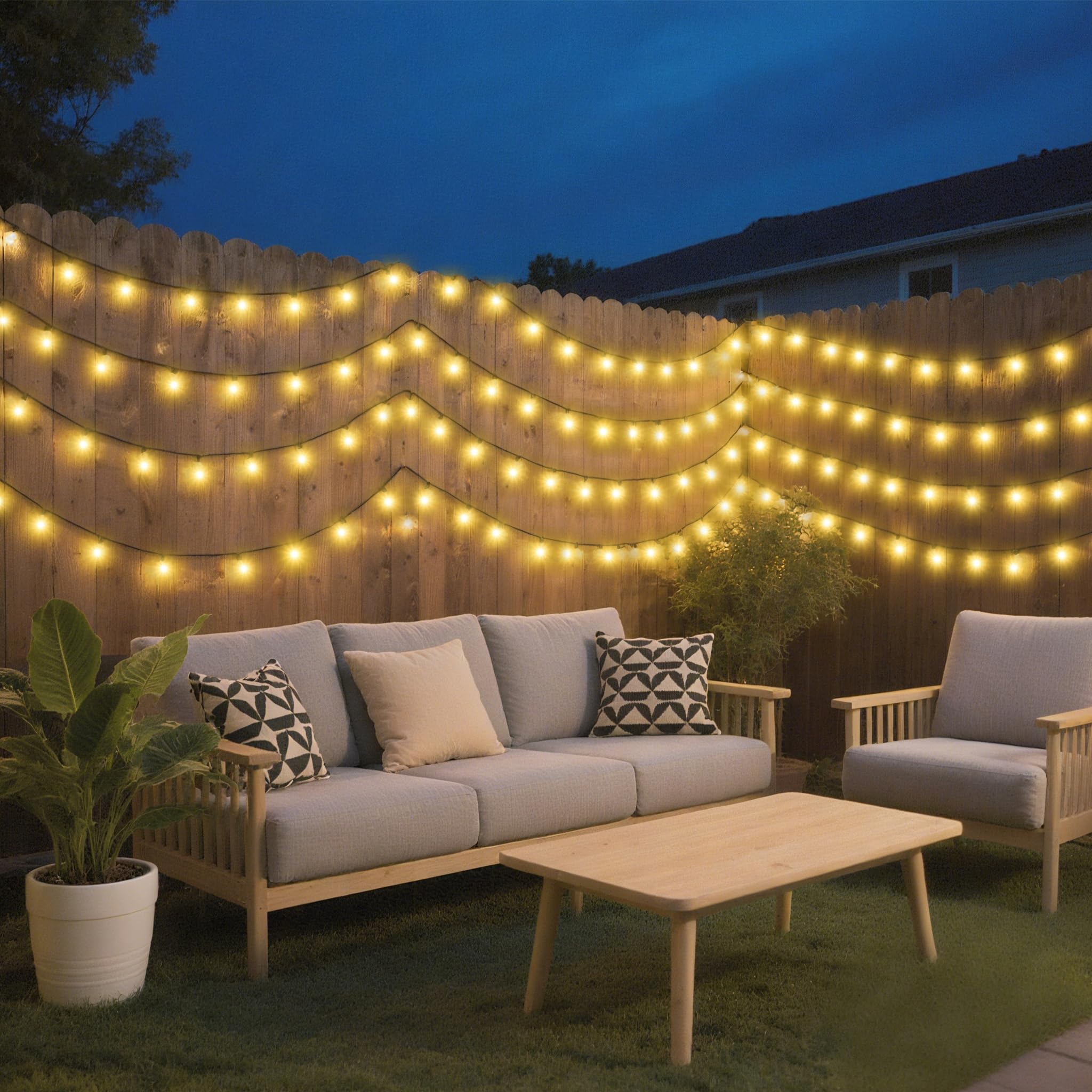 YRHome Cadena de luces LED solar, 100 m, 1000 ledes, luz blanca cálida, iluminación exterior con 13 modos, temporizador, función de memoria para jardín, boda, Navidad, IP44, resistente al agua