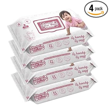 Handeez Water Wipes with 99% Pure Water | Vitamin E & Aloe Vera | Unscented & Ultra Soft for Sensitive Skin | Free from Sulphates, Parabens & Alcohol | 288 count (Pack of 4)