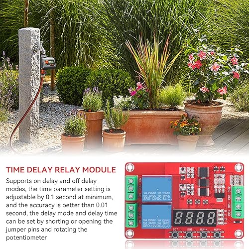 Miniatura 5 de Módulo de relé de retardo de tiempo, relé de temporizador de 12 V CC, módulo de relé de retardo programable con pantalla LED, interruptor de