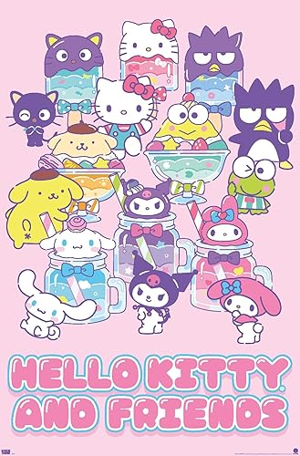Trends International Hello Kitty and Friends: 24 Summer Fresh - Group Wall Poster, 34L x 22.4W, Unframed Version - Unframed Version - 34"L x 22.4"W