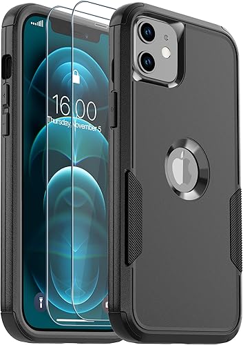 Funda para iPhone 12, 2 protectores de pantalla de vidrio templado, 10 pies a prueba de caídas, antideslizante, a prueba de golpes, para iPhone 12