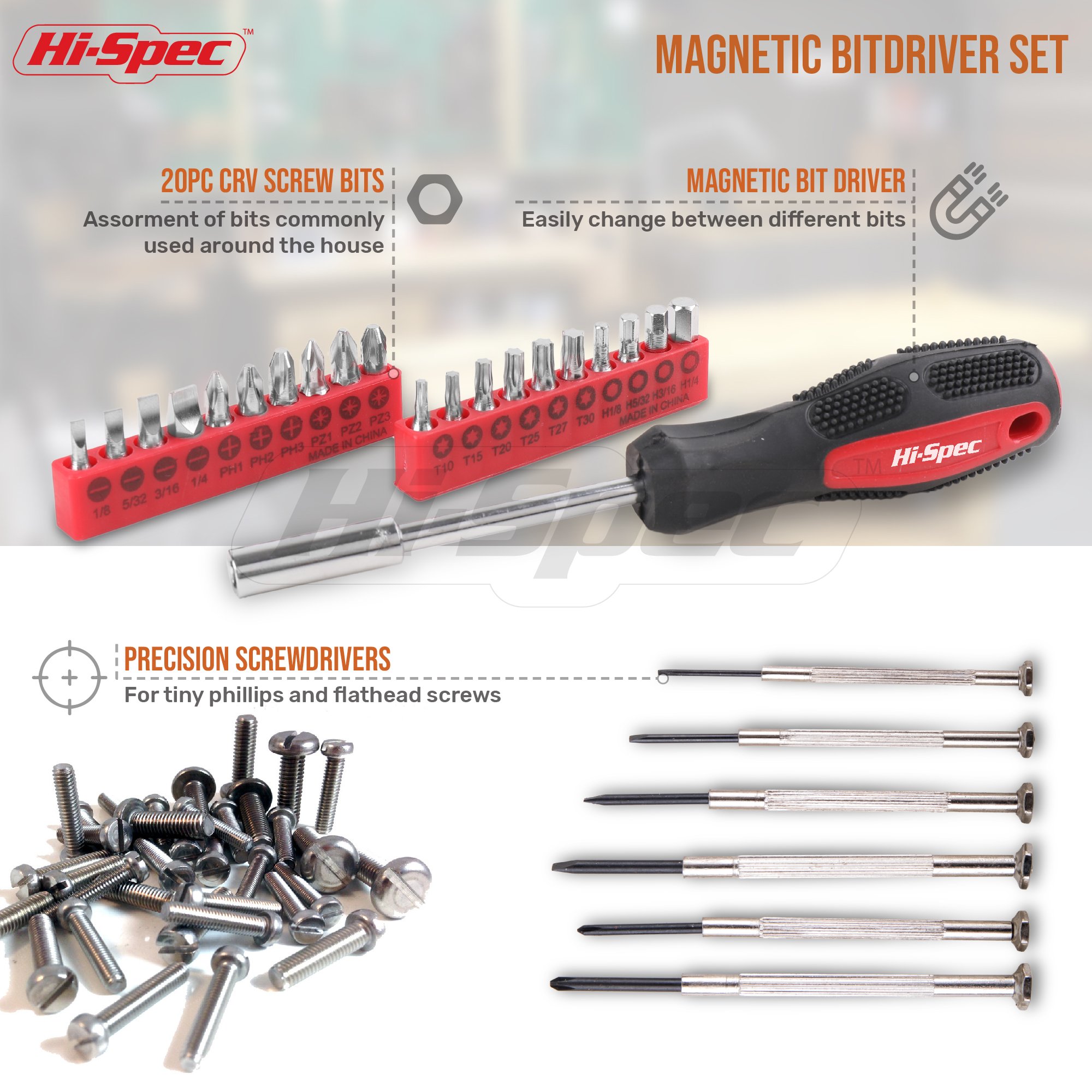 Hi-Spec Werkzeugset für Den Haushalt und Garage, Gefüllter Werkzeugkoffer