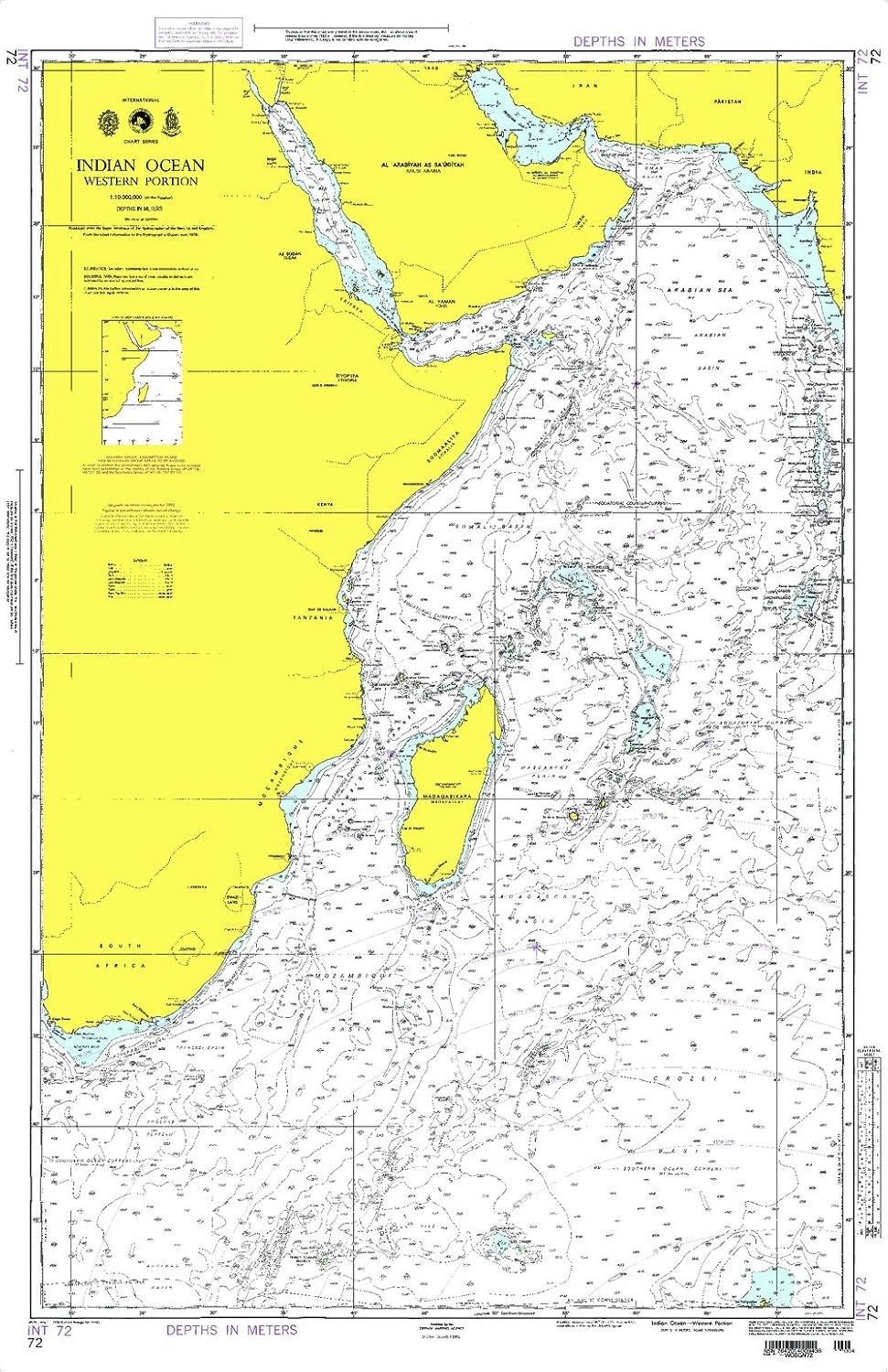 Paradise Cay Publications NGA Chart 72: Indian Ocean - Western Portion