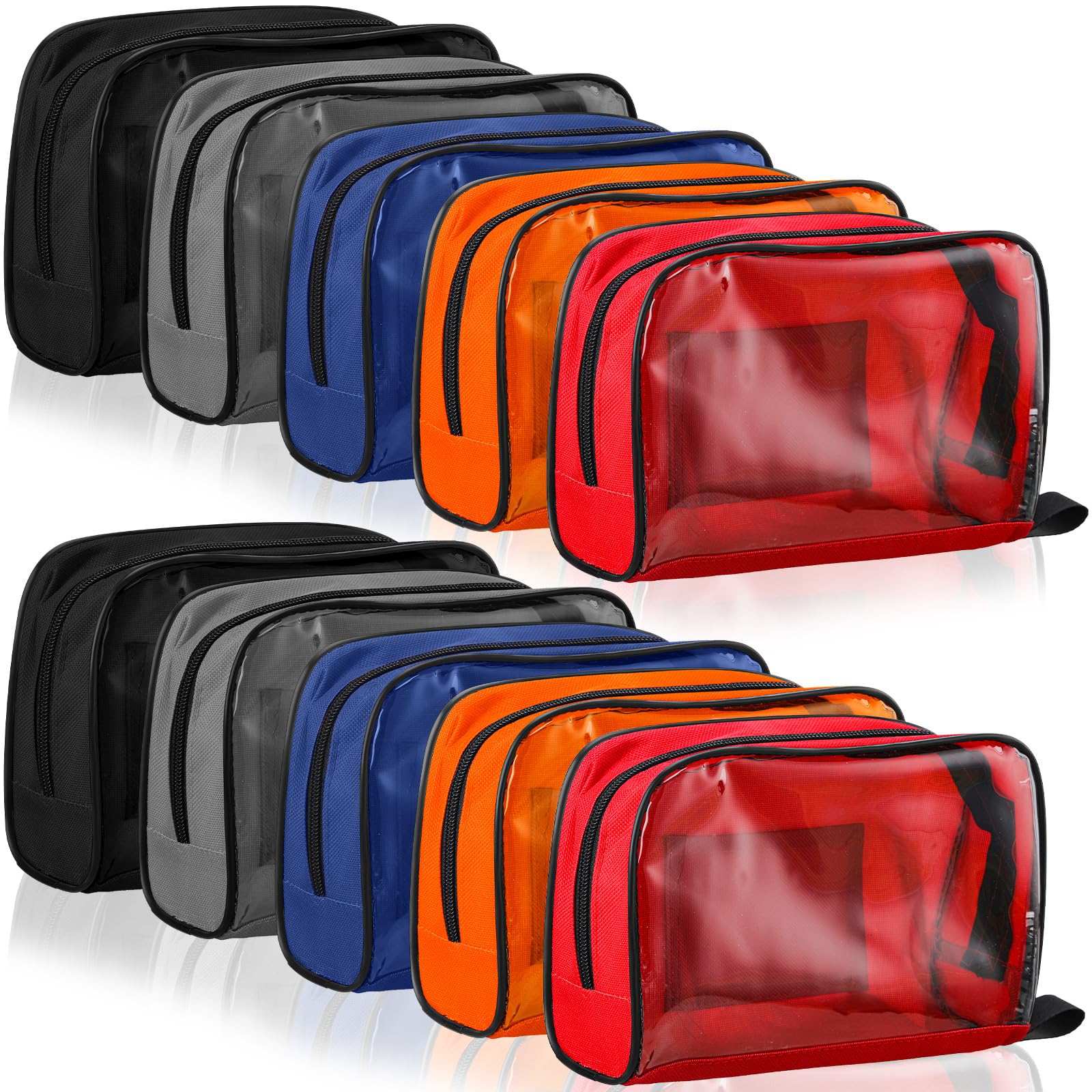 10 Pcs 5 Colors First Aid Kit Bag Empty Medical Kit Accessory Pouches Zippered Portable Travel Medicine Bag with Transparent Window for Home Outdoor Car Supplies, 8.7 x 3 x 5.1 Inch