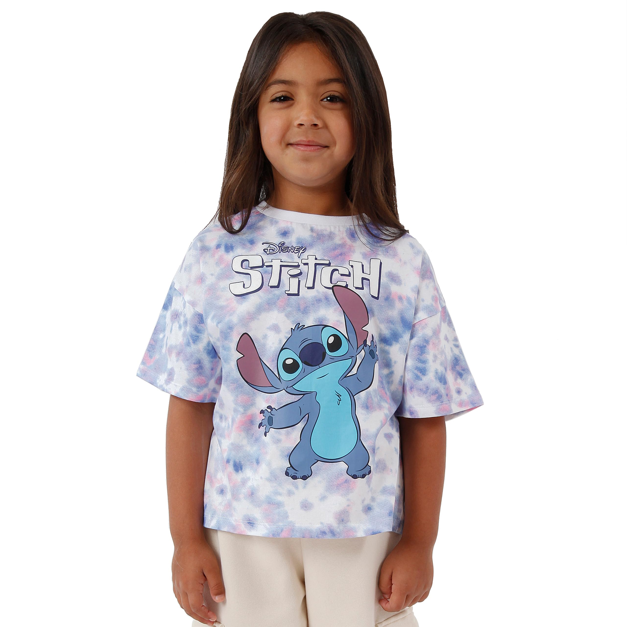 Disney Lilo i Stitch Koszulka | Ubrania w stylu Tie Dye z postacią Stitcha dla dzieci | Oficjalne prezenty Lilo i Stitch dla dziewczynek