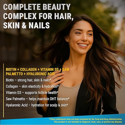 Miniatura 4 de Biotina líquida para el crecimiento del cabello mujeres y hombres 10000mcg  Suplementos de biotina y colágeno con palma enana americana y ácido