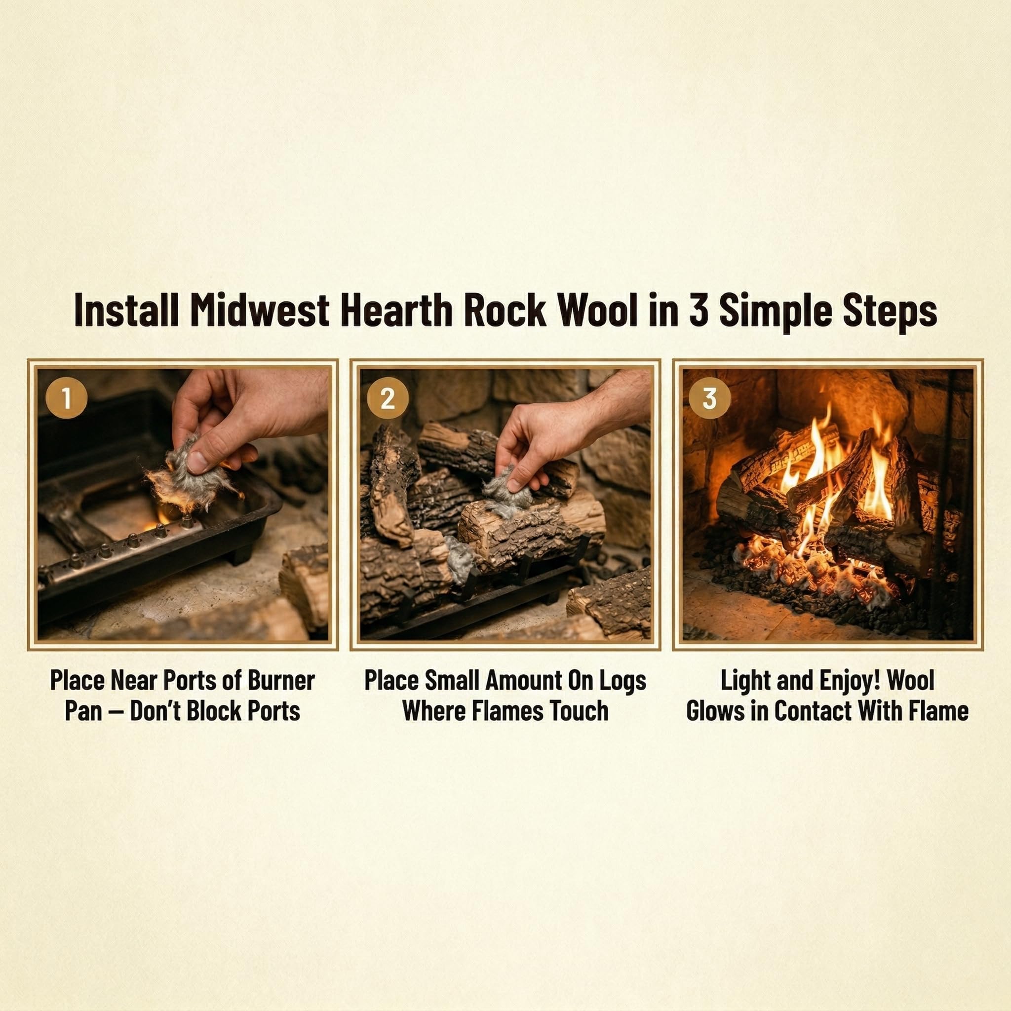 Midwest Hearth - Lana de Roca para hornillo de Gas, 170 g, Bolsa