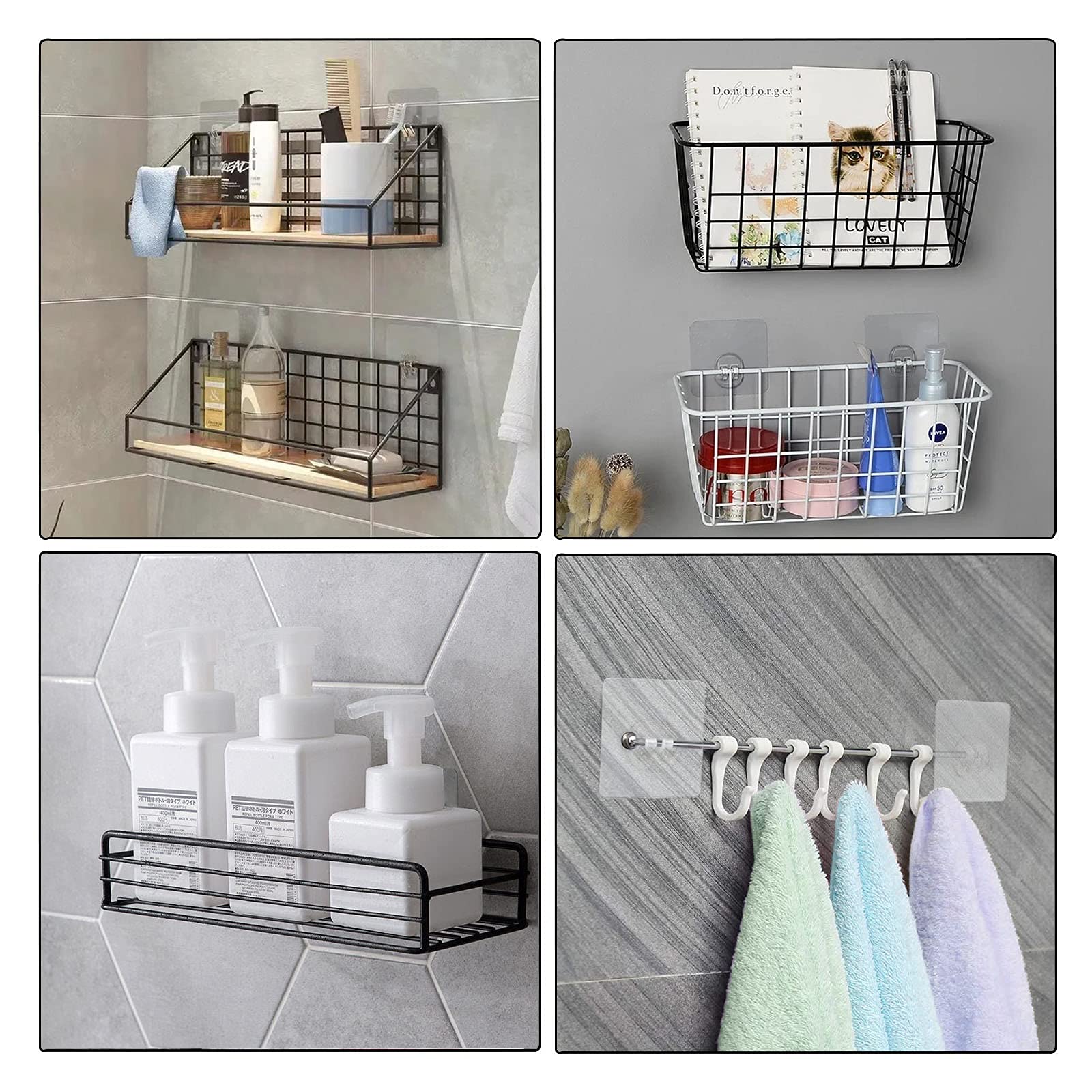 8 Pack Shower Caddy Adhesive Hooks Replacement Strong sticker Single Hooks for Bathroom Shower Caddy Corner Shelf basket — view 7