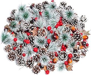 216pcs Artificial Pine Cones Pine Branch Set, Fake Natural Pinecones Aco...
