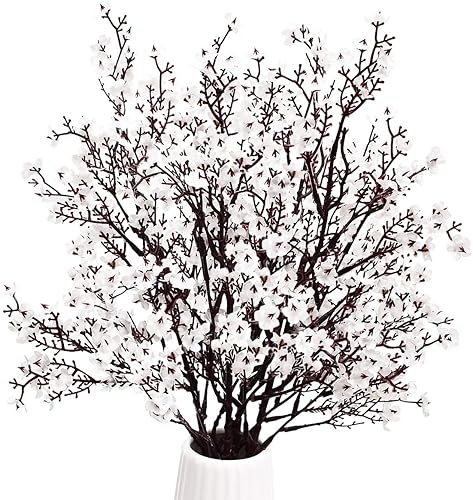 Miniatura 7 de Artflower - Paquete de 4 flores artificiales de Gypsophila velo de novia de 19.7 pulgadas, ramo de velo de novia de seda de tacto real, flores de