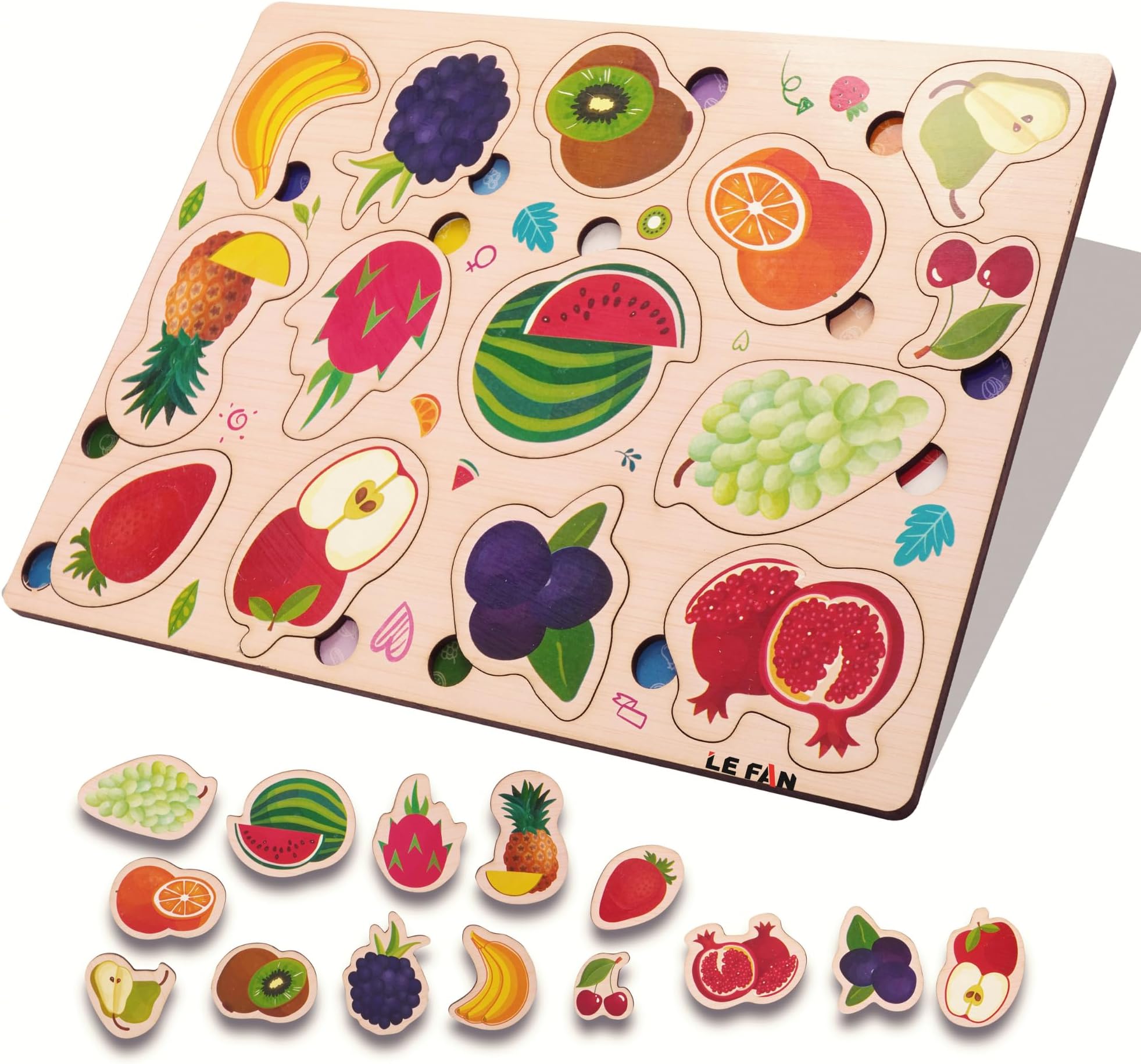 Delightful Fruits Puzzle Wooden Set for Kids - Engaging and Educational Toy to Ignite Creativity and Cognitive Skills Wooden Peg